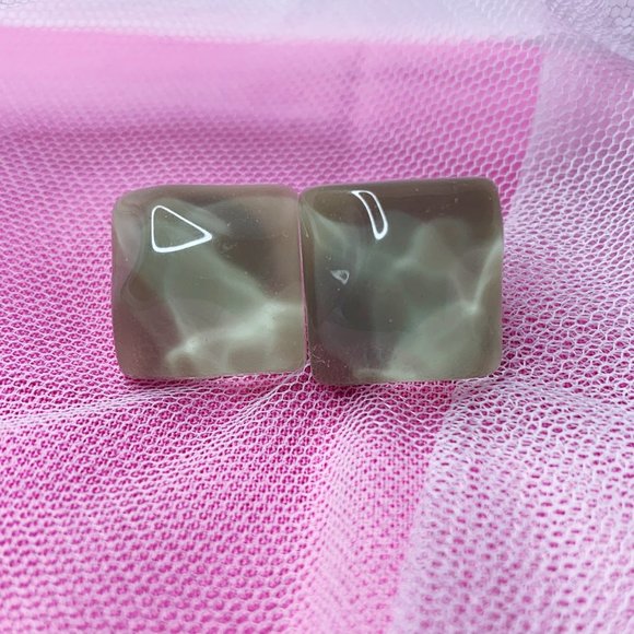 Green Square Studs - Picture 1 of 1